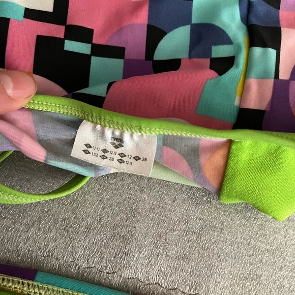 [US28] ARENA Girl's Marble Jr Tankini Black/Leaf- EUC - Picture 8 of 9